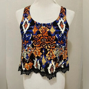 *EUC* Vintage Boho Hot Kiss Crop Top Blouse